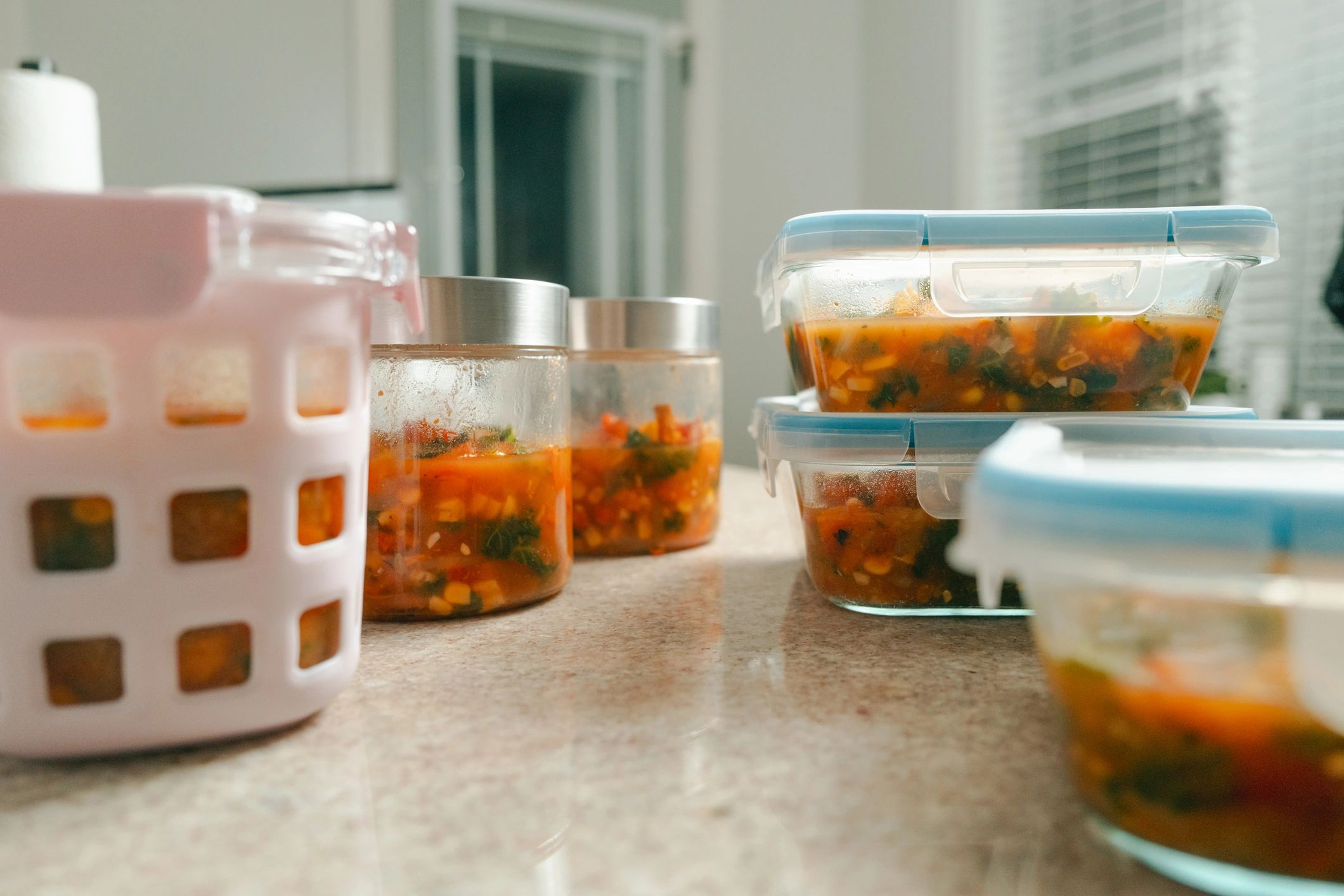 Prepared soup portions ready for delivery