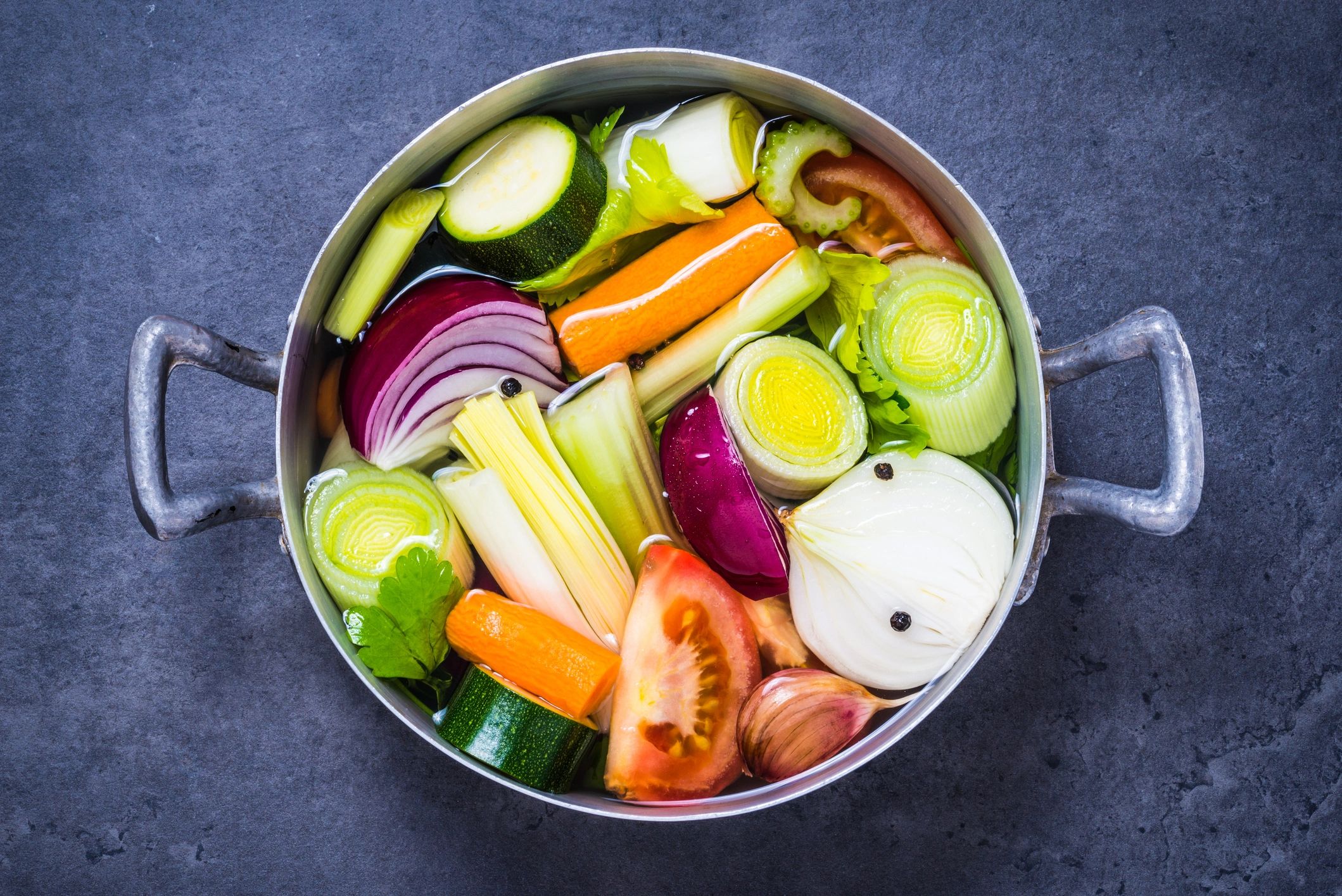 Vegetable soup prepared with fresh ingredients